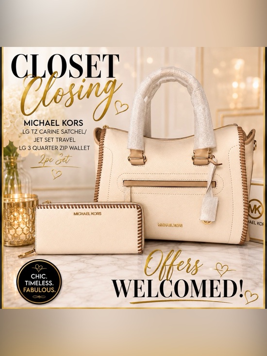 Michael Kors Handbags - Michael Kors Lg TZ CARINE Satchel/JET SET TRAVEL Lg 3 Quarter Zip Wallet 2pc Set
